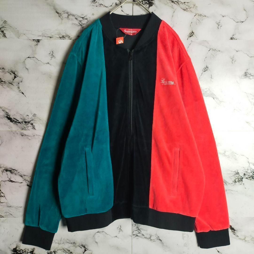 希少】Supreme シュプリーム ジップジャケット M 黒 刺繍ロゴ 総柄