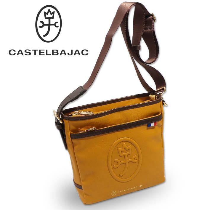 カステルバジャック ショルダーバッグ 中型 REPOS(ルポ) 033102 CASTELBAJAC A5 イエロー系 定価17,600円 牛革/PU ロゴ 男女兼用 メンズ レディース 新品 未使用