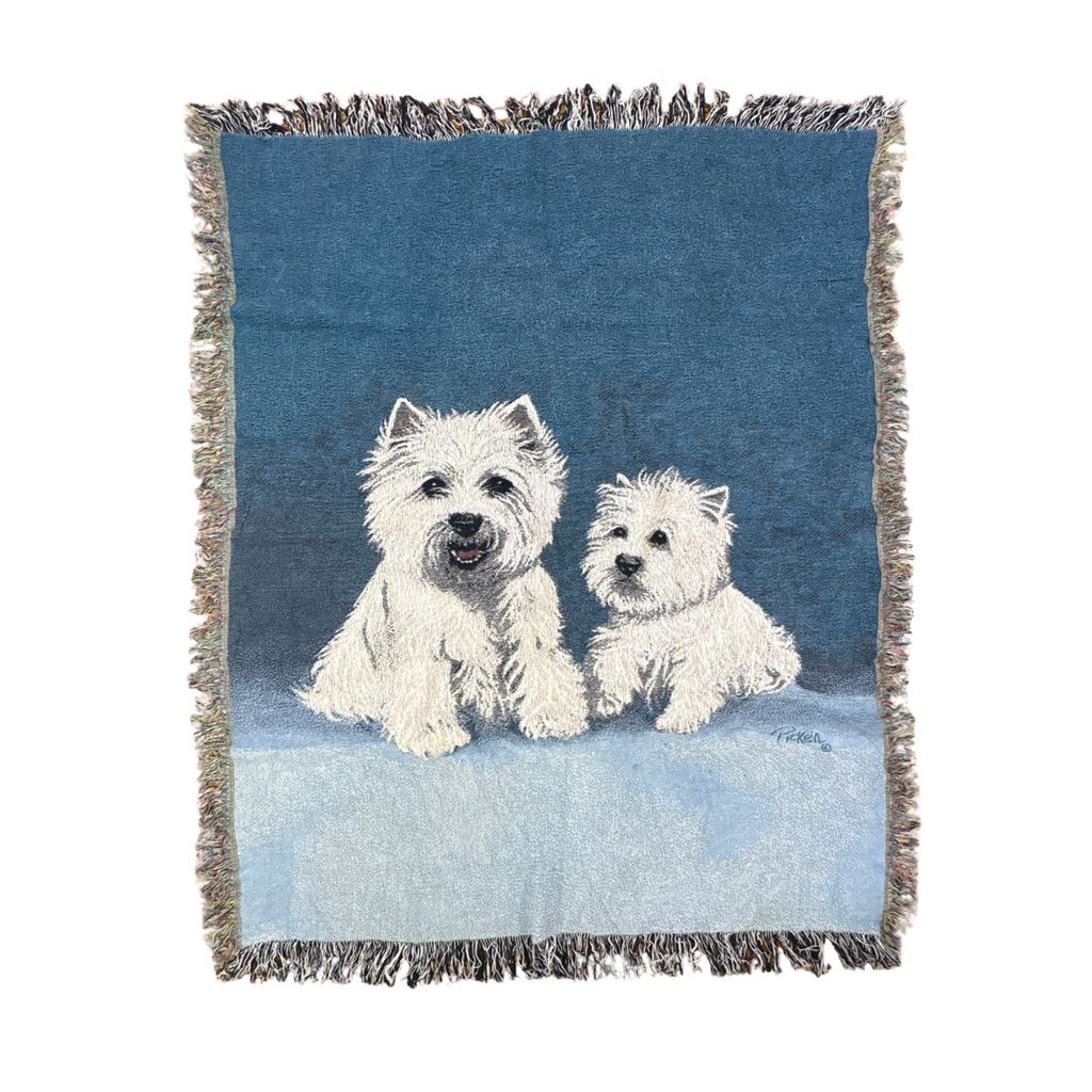 vintageラグ ブランケット マルチカバー タペストリー ウエストハイランドホワイトテリア アニマル 絵画 Rug Blanket Animal 4231