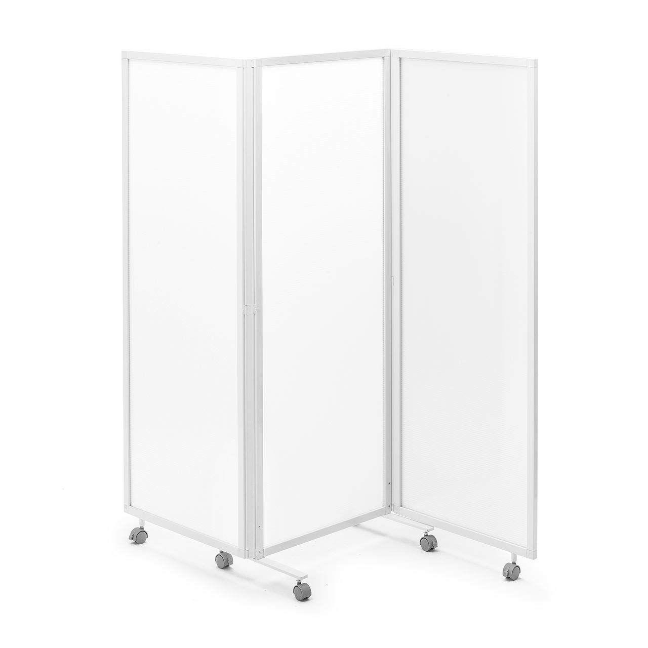 ★新品★サンワダイレクト パーテーション 3連 360°回転 幅180×高さ160cm 半透明 折りたたみ式 キャスター 間仕切り パーティション 100-SPT020W f17c3f7e 34,502円