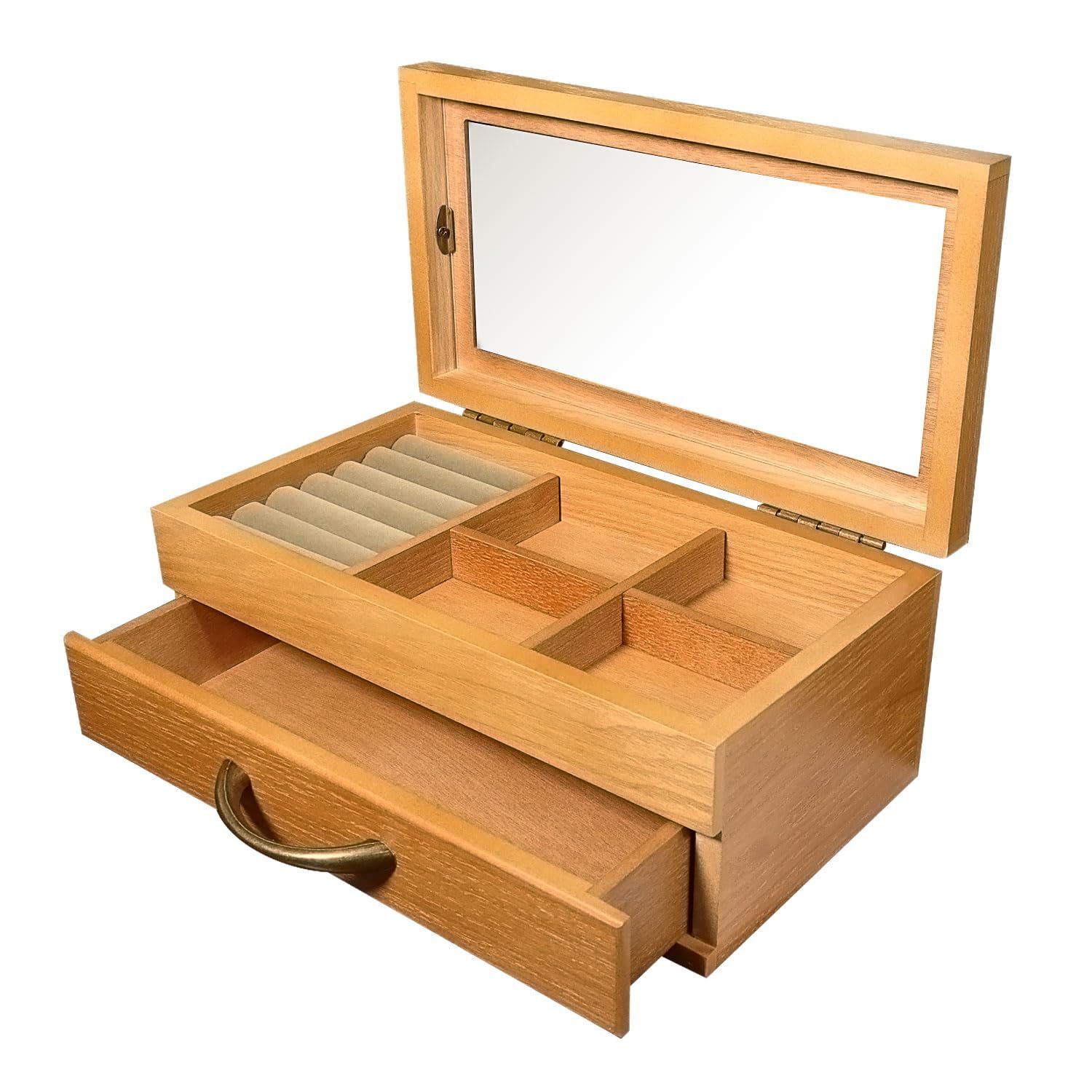 ★新品★[シアーズ] Sears ジュエリーボックス 木製 宝石箱 アクセサリー ボックス ネックレス リング ピアス 収納 大容量 ダークブラウン s98-0001-db 728701ad