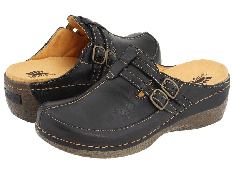 スプリングステップ レディース シューズ サンダル Spring Step Happy Black Leather ブラック
