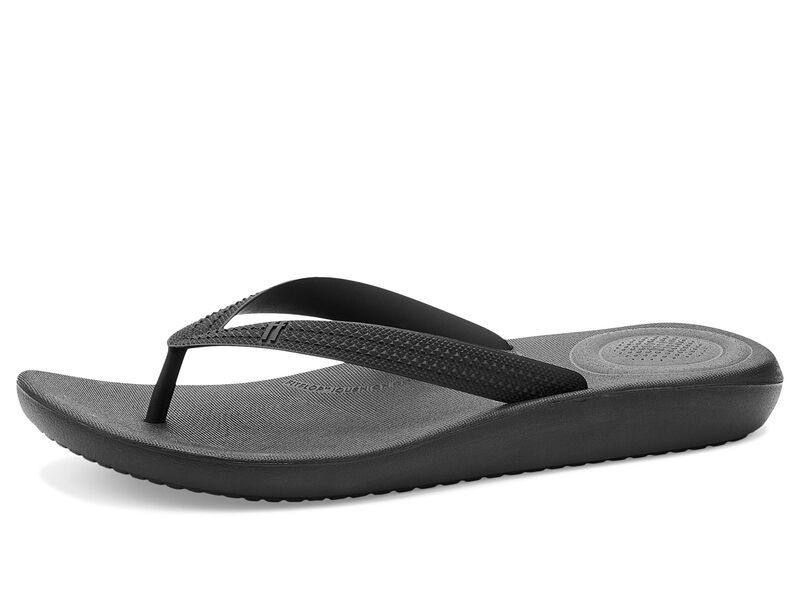 フィットフロップ メンズ シューズ サンダル FitFlop Iqushion TexturedStrap FlipFlops All Black ブラック