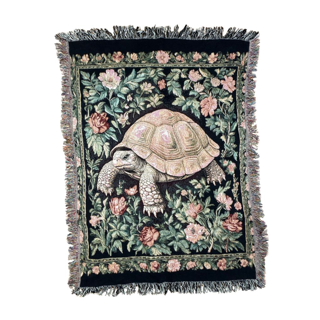 vintageラグ ブランケット マルチカバー タペストリー リクガメ アニマル フラワー アート 絵画 Rug Blanket Turtle 4242