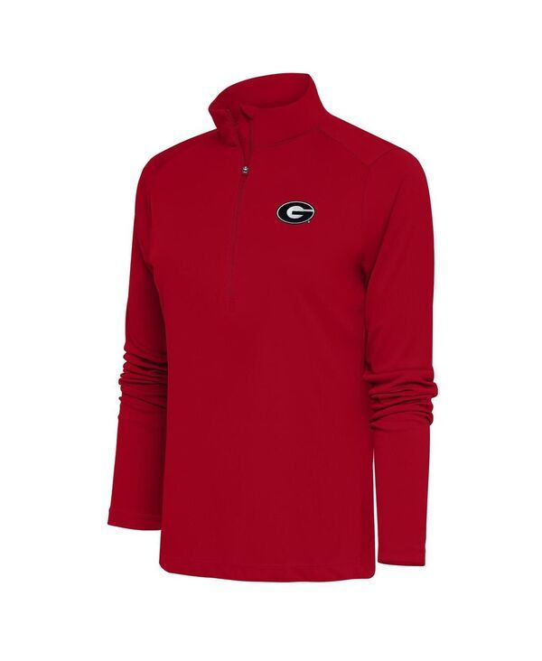 アンティグア レディース アウター パーカー・スウェット シャツ Antigua Womens Red Georgia Bulldogs Tribute HalfZipullover Sweatshi
