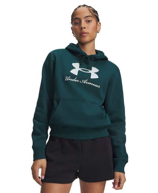 アンダーアーマー レディース アウター パーカー・スウェット シャツ Under Armour Womens Rival Hooded Shimmer Sweatshirt Arden Green グ