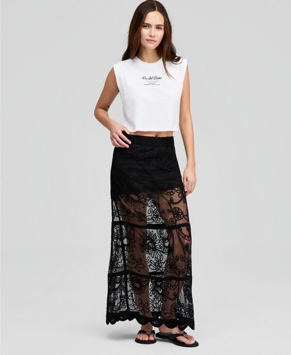 アンドノウディス レディース ボトムスカート メッシュ マキシ And Now This Womensoutache Mesh Maxi Skirt Black ブラック