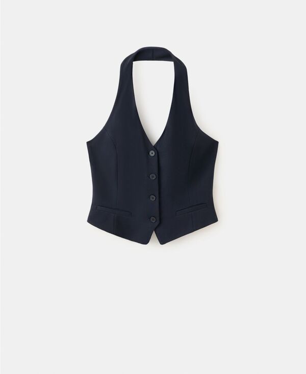 マンゴ レディース トップス ベスト ホルター MANGO Womens Buttons HalterNeck Vest Navy ネイビー 12,586円