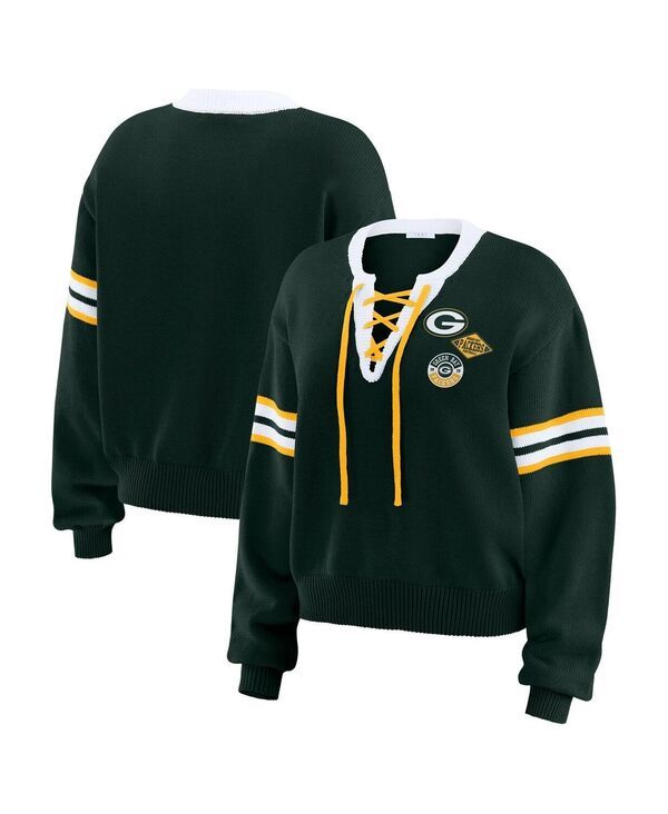 ウェア バイ エリン アンドルーズ レディース アウター ニット・セーター レース WEAR by Erin Andrews Womens Green Bay Packers LaceUp Sweat