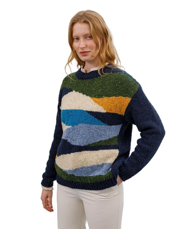 ケルティックアンドコー レディース アウター ニット・セーター Celtic Co Womens Donegal Scenic Sweater Navy multi ネイビー