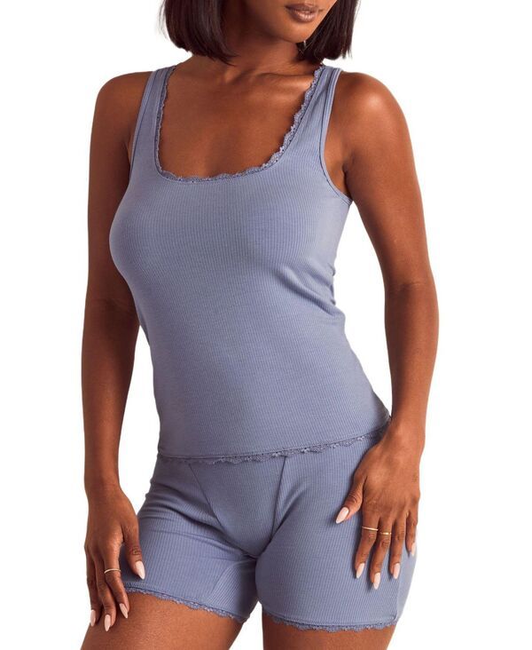 アドアミー レディース アンダーウェア ナイトウェア ショートパンツ Adore Me Womens Tayler Pajama Tank Boxer Shortset Medium blue ブルー