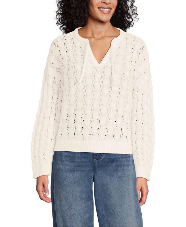 ランズエンド レディース アウター ニット・セーター Lands End Womens Drifter Tie Notch Neck Sweater Fresh ivory アイボリー