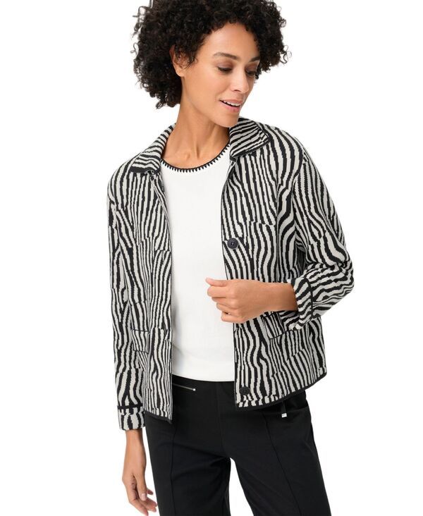 オルセン レディース アウター ニット・セーター カーディガン Olsen Womens Modern Zebra Knit Cardigan Black ブラック