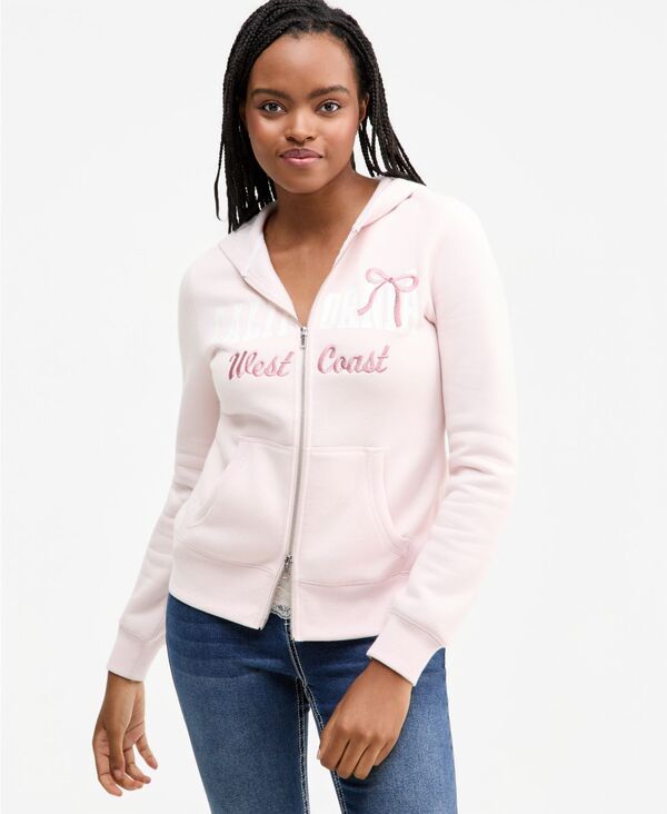 マッデンガール レディース アウター パーカー・スウェット 長袖 Madden Girl Juniors SlimFit ZipUp LongSleeve Hoodie Ballet Slipper