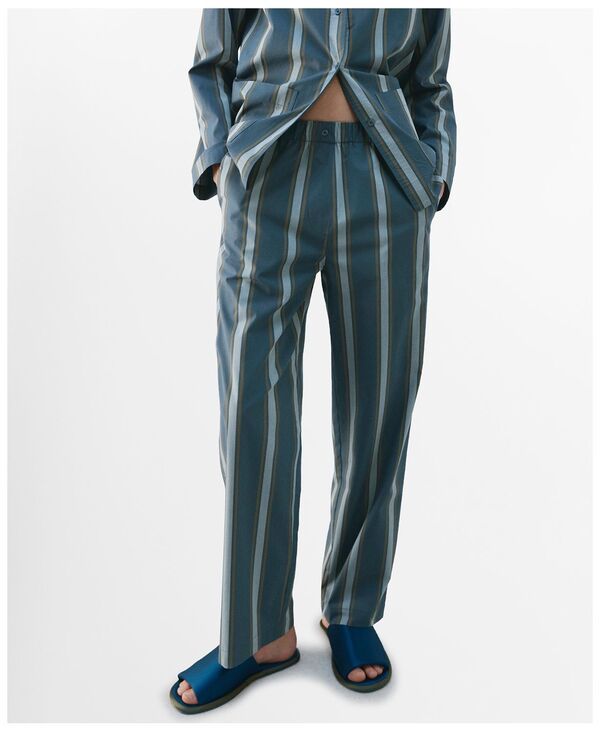 マンゴ レディース アンダーウェア ナイトウェア パンツ MANGO Womenstriped Pajama Pants Turquoise ターコイズ 12,586円