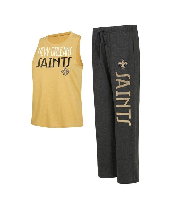 コンセプツ スポーツ レディース トップス タンクトップ パンツ Conceptsport Womens Black Goldistressed New Orleansaints Muscle Tan
