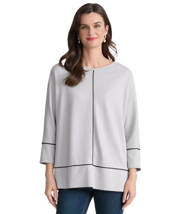 ジョーンズニューヨーク レディース トップス シャツ クルーネック Jones New York Womens Crewneck Tunic Top White Sand ホワイト