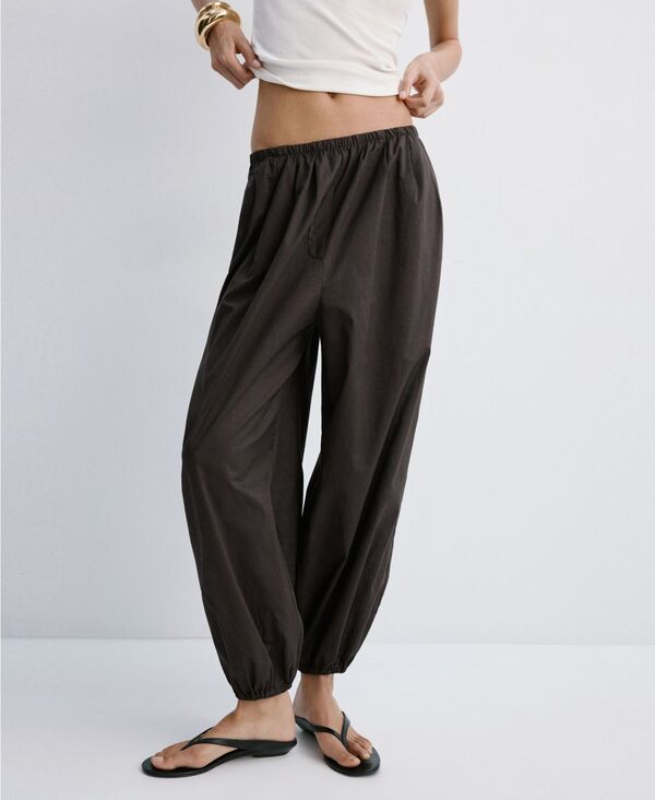 マンゴ レディース ボトムス カジュアルパンツ コットン MANGO Womens Baggy Cotton Pants Chocolate チョコレート