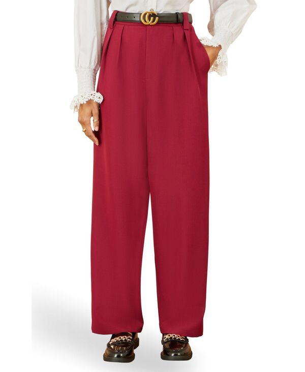 ユミキム レディース ボトムス カジュアルパンツ ワイドレッグ Yumi Womens Wide Leg Trousers Burgundy バーガンディ