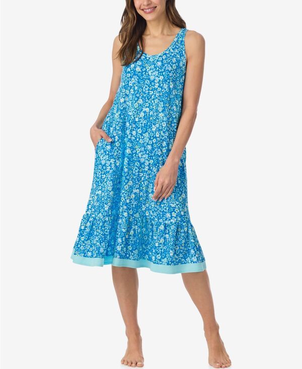 クドルドッズ レディース アンダーウェア ナイトウェア ノースリーブ Cuddl Duds Womens Ballet Sleeveless Nightgown Blue Prt ブルー