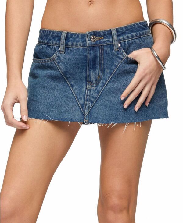 アディクテッド レディース ボトムスカート ミニ デニム Edikted Womens Get Stitchedenimini Skort Bluewashed ブルー