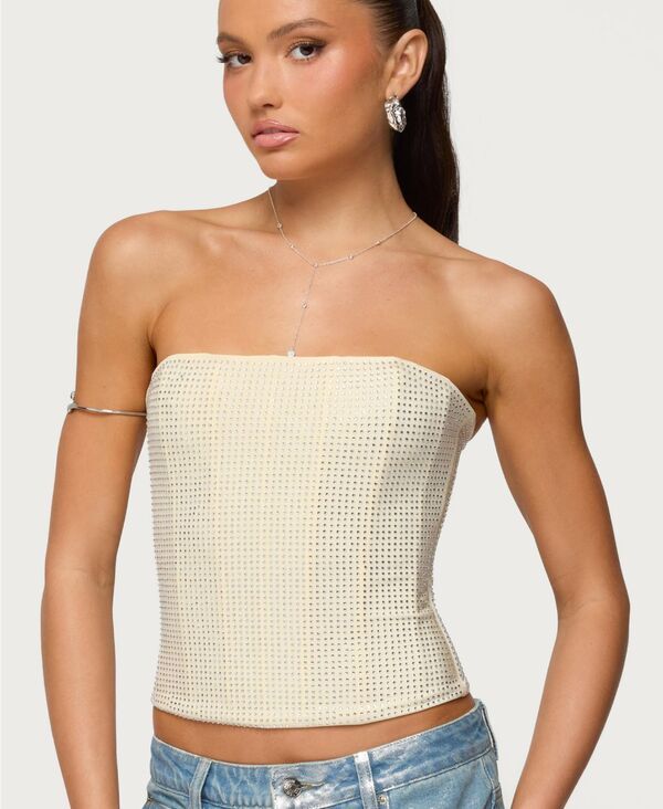 アディクテッド レディース トップス シャツ ストラップレス Edikted Womens Vezza Strapless Rhinestone Corset Cream クリーム 16,045円