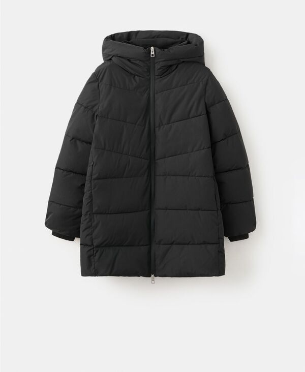 マンゴ レディース アウター コート MANGO Womens Hood Puffer Coat Black ブラック