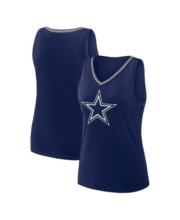 ロゴアスレチック レディース トップス タンクトップ Vネック Logo Athletic Womens Navy Dallas Cowboystellar Win VNeck Tank Top Na