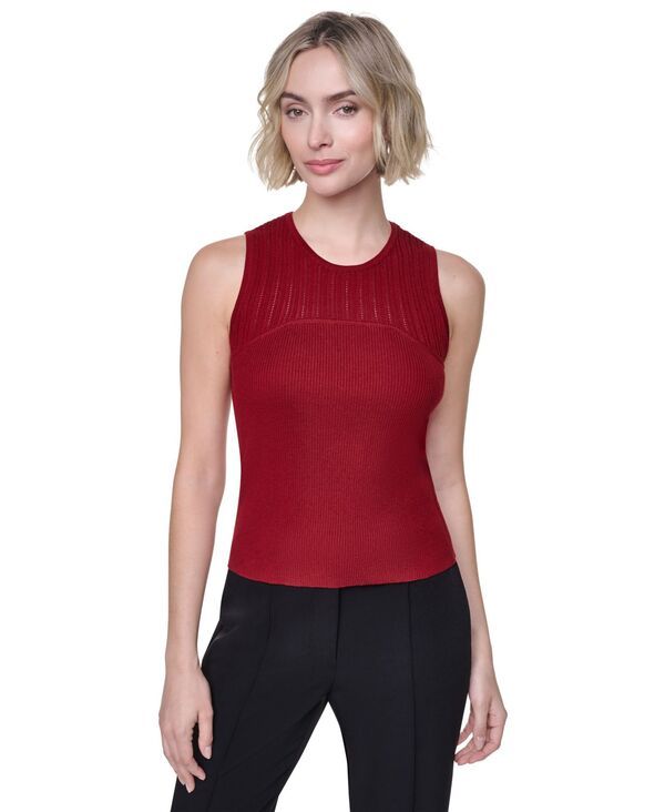 ダナ キャラン ニューヨーク レディース アウター ニット・セーター ノースリーブ DKNY Womens Yoke Detail Sleevelessweaterhythm Red レッド 13,075円