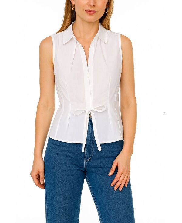 ワンステイト レディース トップス タンクトップ 1STATE Womens Colla red TieFrontank Top Ultra White ホワイト