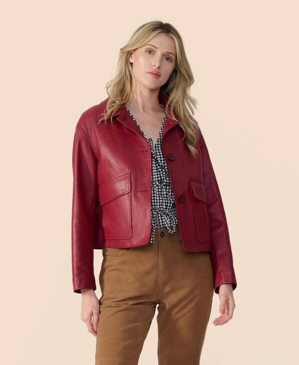 ファーニック UK レディース アウター ジャケット・ブルゾン クロップド レザー Furniq UK Womens Cropped Leather Jacket Red レッド