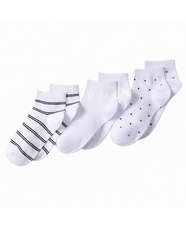 ランズエンド レディース アンダーウェア 靴下 コットン Lands End Womens 3Pack Cotton Stripe andot Quarter Socks Whitenavy ホワイト 7,285円