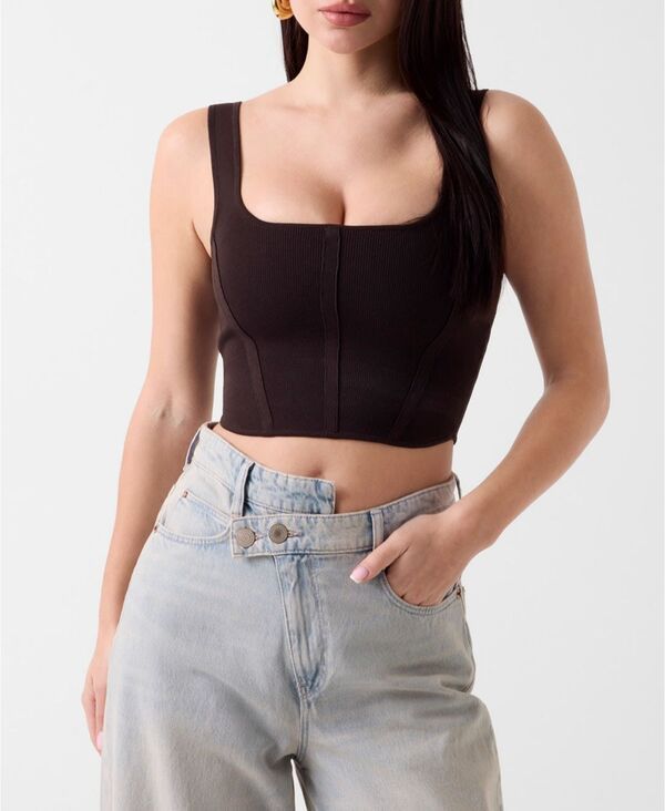 ゲス レディース アウター ニット・セーター GUESS Womens Esme Corsetop Sweater Chocco Brown ブラウン