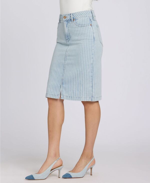 エヌワイディージェイ レディース ボトムスカート デニム NYDJ Womens HighRise Denim Skirt Azure Stripe ストライプ