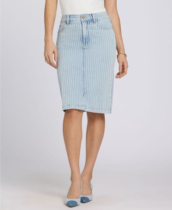 エヌワイディージェイ レディース ボトムスカート デニム NYDJ Womens HighRise Denim Skirt Azure Stripe ストライプ