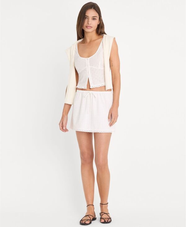 グッドアメリカン レディース ボトムスカート ミニ Good American Womens Eyelet Voile PullOn Mini Skirt White ホワイト