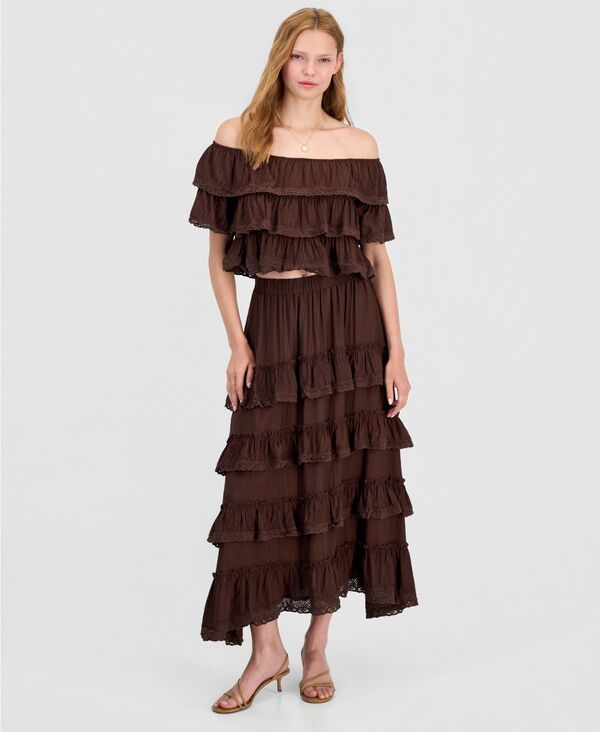 アンドノウディス レディース ボトムスカート ティアード フリル And Now This Womens Ruffled Tie red Skirt Warm Sienna 8,506円