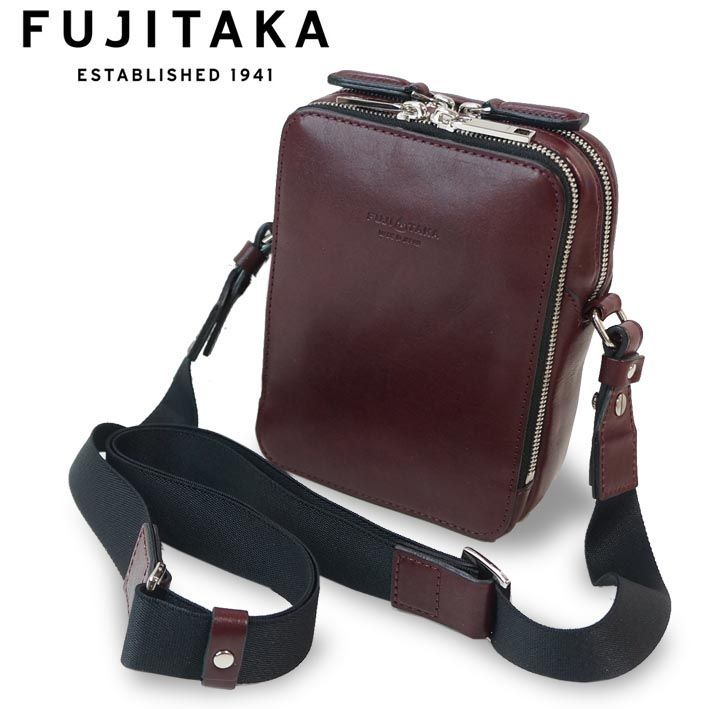 フジタカ レザー ショルダーバッグ 小型 ヴァレー 663101 FUJITAKA 日本製 ボルドー レッド系 本革 オールレザー スリム コンパクト ミニショルダー 定価38,500円 新品 未使用