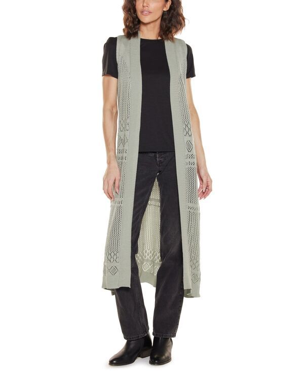 ベルディーニ レディース アウター ニット・セーター ノースリーブ カーディガン Belldini Womens Pointelle Sleeveless Duster Cardigan Sweate