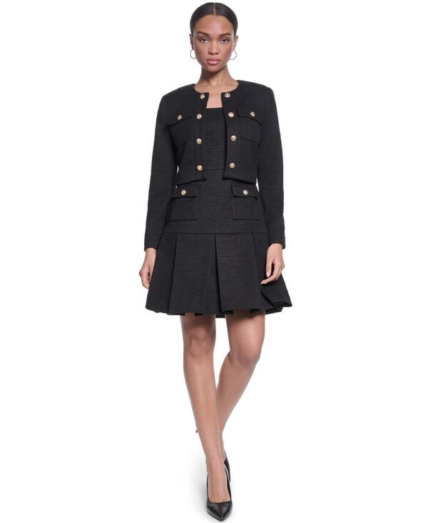 カール ラガーフェルド レディース アウター ジャケット・ブルゾン ツイード ニット KARLAGERFELD PARIS Womens Knitweed Jacket Dress Black ブラッ