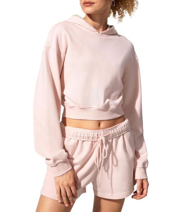 リリーシルク レディース アウター パーカー・スウェット クロップド LILYSILK Cropped Fit Seamflow Poise Pullover Hoddie Blushpink ピンク