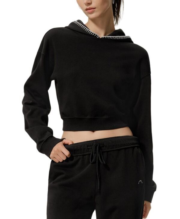 リリーシルク レディース アウター パーカー・スウェット クロップド LILYSILK Cropped Fit Seamflow Poise Pullover Hoddie Black ブラック