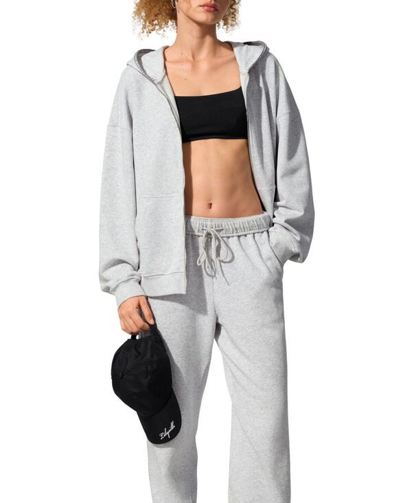 リリーシルク レディース アウター パーカー・スウェット LILYSILK Womens Oversized Seamflow FullLength Zip Hoodie Heathergrey グレ