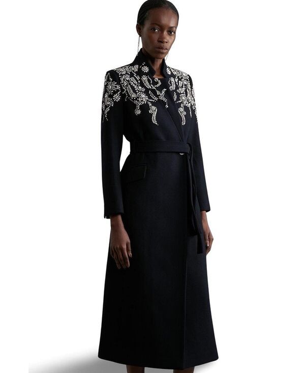 カレンミレン レディース アウター コート ミディ ウール Karen Millen Womens Tailo red Wool Double Breasted Midi Coat Black ブラッ
