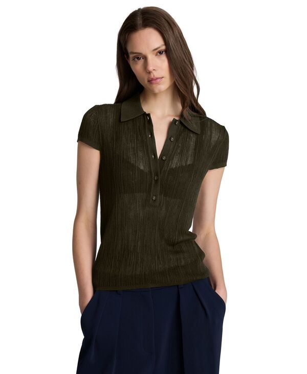 ケネスコール レディース アウター ニット・セーター ポロシャツ 半袖 Kenneth Cole WomenshortSleeve Polo Sweater Top Brunette