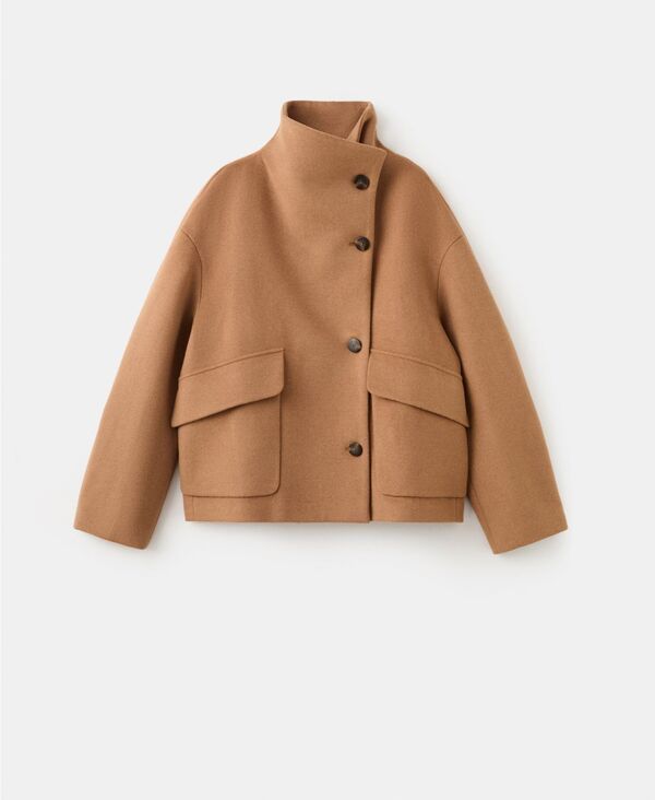 マンゴ レディース アウター コート ウール MANGO Womens WoolBlend FunnelNeck Coat Medium Brown ブラウン