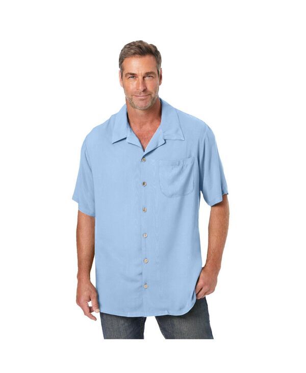 キングサイズ メンズ トップス シャツ トール KingSize Big Tall KS Island Solid Camp Shirt Sky blue ブルー