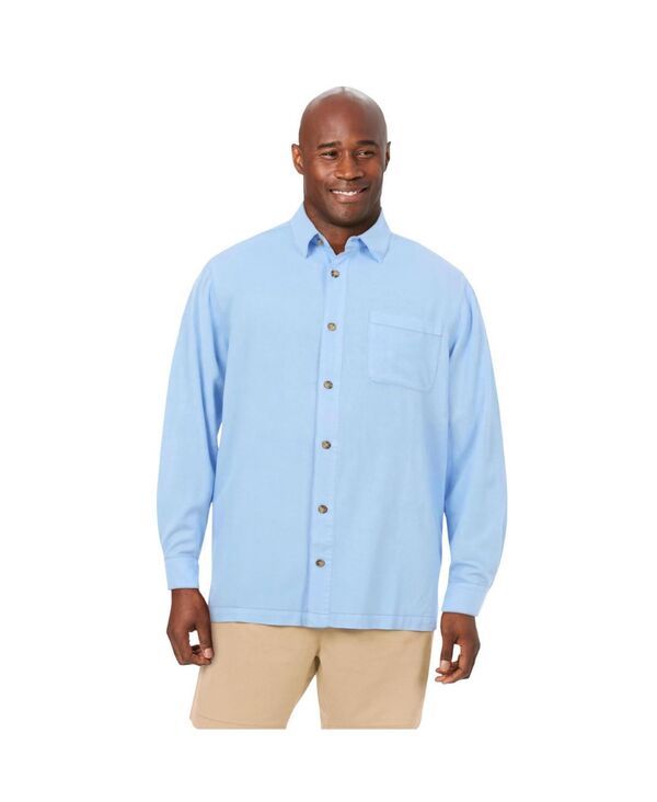 キングサイズ メンズ トップス シャツ トール リネン KingSize Mens Big and Tallong Sleeve Linen Shirt Sky blue ブルー