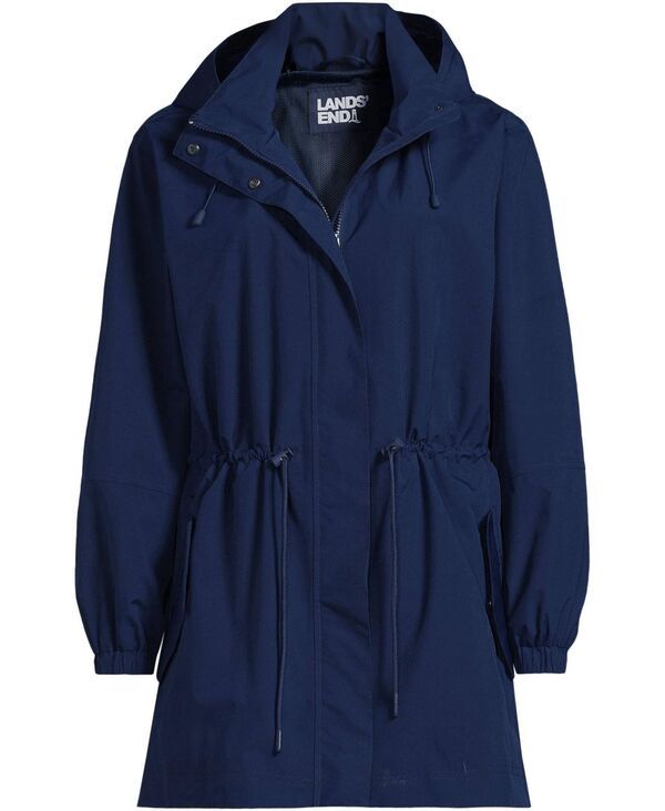 ランズエンド レディース アウター ジャケット・ブルゾン プラスサイズ パーカー Lands End Plusize Packable Rain Parka Deep sea navy ネイビー
