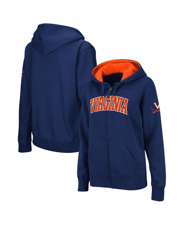 コロシアム レディース アウター パーカー・スウェット Colosseum Womens Navy Virginia Cavaliers Arched Name FullZip Hoodie Navy